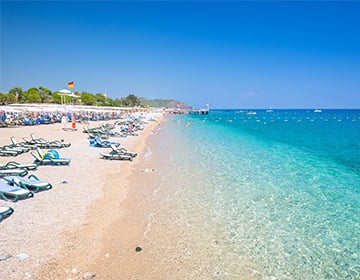 A relaxing beach with crystal clear water in Kemer Antalya