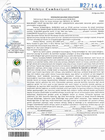 Power of Attorney in Turkey